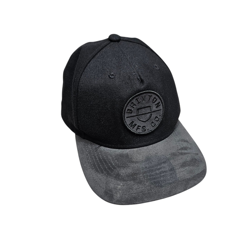 Brixton Snapback Hat Mens Adjustable Black Grey Faux Suede Brim Skater Surf Cap